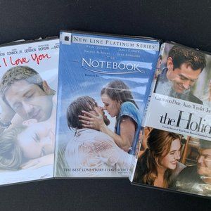 3 DVDs:The Notebook, P.S. I Love You, & The Holiday (2 Rom. Comedies and 1 Rom.)